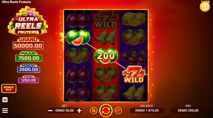 Ultra Reels Fruteria - izmaksa līnija ar zelta septītnieku